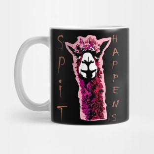 Quirky Llama SPIT HAPPENS Design - Funny Alpaca Head Art Mug